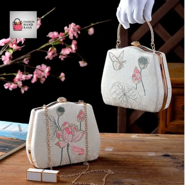 Lotus Embroidered Party Bag